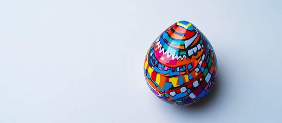 Colorful abstract painted egg on white background.