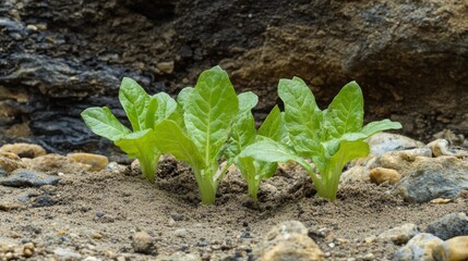 Young plant springing up out of the soil