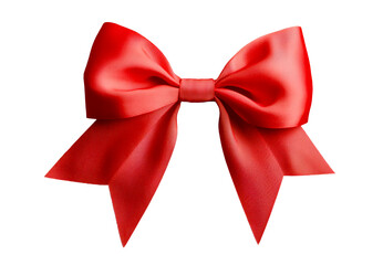 Fototapeta premium Red ribbon with bow isolated on transparent background. PNG