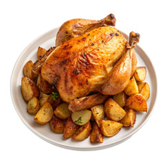 delicious plate of chicken and potatoes on transparent background