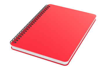 Paper Spiral Notebook with red cover, 3D rendering isolated on transparent background