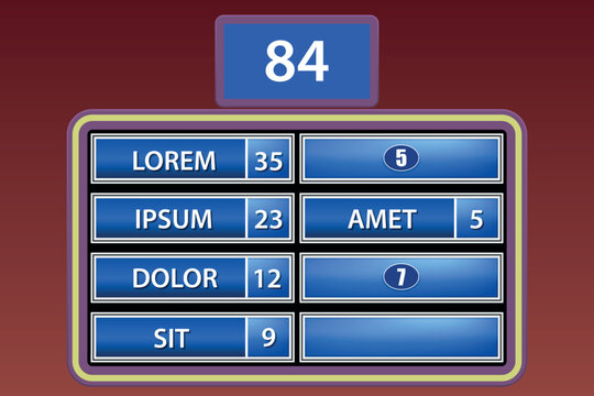 Family Game Show Scoreboard with blue panels