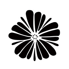 Flower icons. Flower silhouettes. Symbol of floral design. Pattern of daisy, rose and chamomile. Set of cartoon simple graphic shape isolated on white background. stock illustration