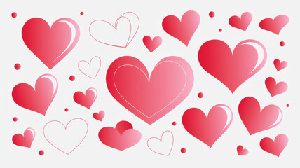 white background with hearts of different sizes scattered across the surface creating a feeling of warmth, love, and tenderness, evoking emotions of affection and care