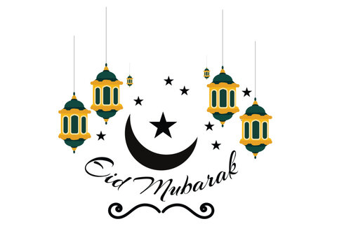 Eid mobarak or Ramadan kareem on islamic background design 