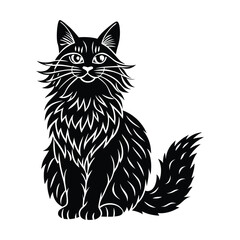 A Maine Coon cat illustrated in Zentangle style, featuring intricate patterns, swirls, and geometric designs, highlighting its majestic fur and expressive face.
