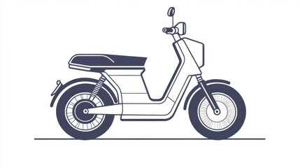 Obraz premium An eco-friendly moped icon with electric details, presented as a clean line drawing suitable for modern graphics.