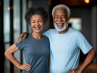 Fototapeta premium Joyful elderly couple sharing a moment indoors