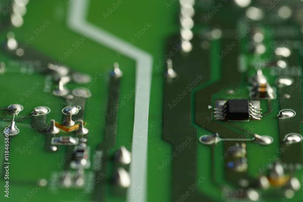 Poster computer circuit board, macro view. electronic engineering