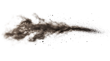 Abstract sand dust devil with scratches on a white and transparent background.