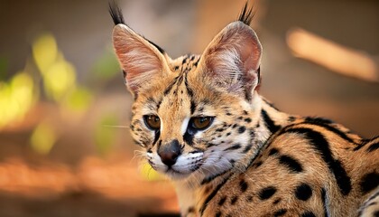 close young serval cat felis serval