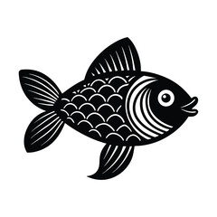 A cute cartoon fish in zentangle style, with intricate swirling patterns and bold, flowing lines. Its vibrant colors and playful design make it both whimsical and charming.