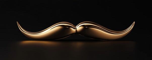Golden mustache shining on dark background representing elegance and style