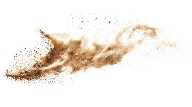 Flying sand with a transparent background, png.