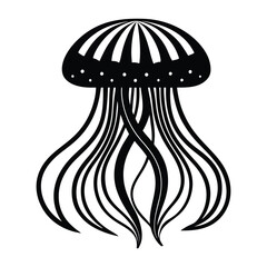 A mesmerizing jellyfish in zentangle style, featuring intricate patterns, swirling lines, and delicate symmetry, radiating elegance and a sense of oceanic wonder.