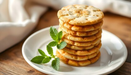 Stack of wafers, highlighting the crisp edges and light golden color
