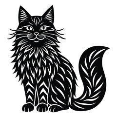 A stunning Maine Coon cat illustrated in intricate Zentangle style, featuring detailed patterns, flowing fur, and mesmerizing symmetry that captures elegance and creativity.