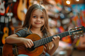 Fototapeta premium Generative AI image of hipster person in vintage music shop with retro vinyl records and tapes collection