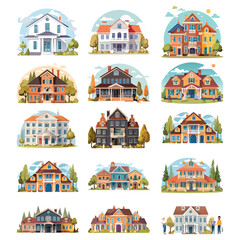 Illustrations of multi-generational households showcasing families of various ages living together, sharing spaces, and celebrating traditions in harmonious settings.