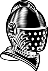 Knight Helm Medieval Helmet Vintage Woodcut Style