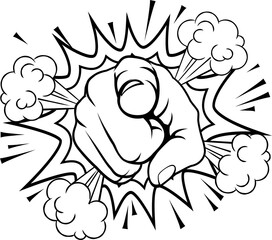 Pop Art Pointing Cartoon Hand