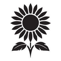 Sunflower Silhouette Illustration with Leaves