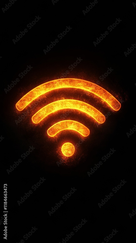 Poster wifi symbol glowing on a black background representing internet access