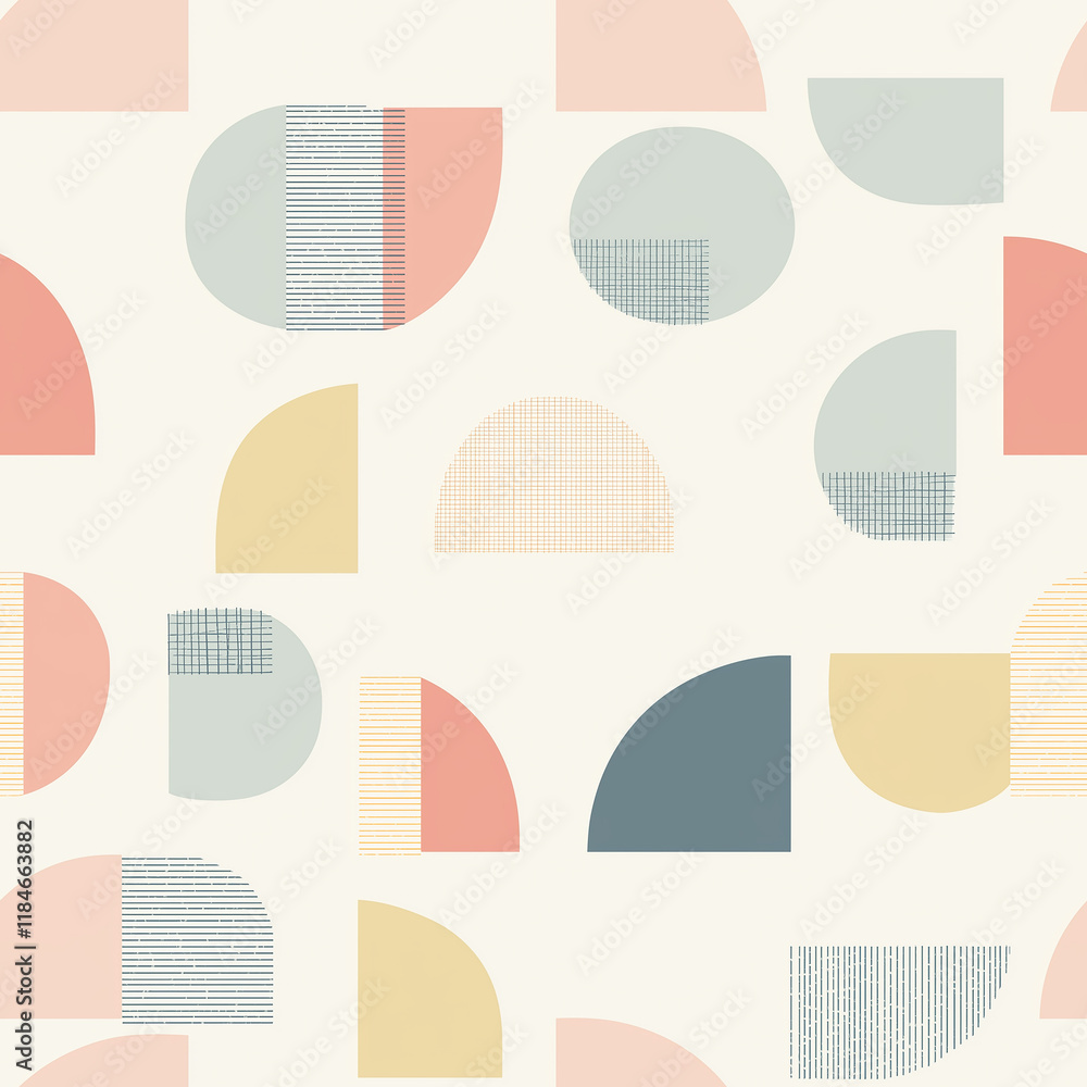 Aufkleber scandinavian seamless pattern design abstract geometric shapes modern decor light background minimal