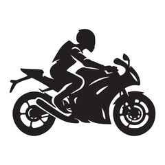 Powerful Silhouette of a Motorcyclist Speeding on a Sportbike
