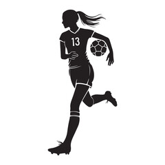 Silhouette of a Female Soccer Player Running