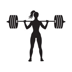 Obraz premium Silhouette of Woman Performing Barbell Squat