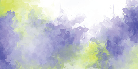 Watercolor background concept, modern abstract purple blue yellow sky gradient watercolor background with cloud texture

