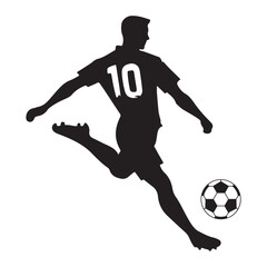 Male Soccer Player Silhouette Illustration Scoring Goal