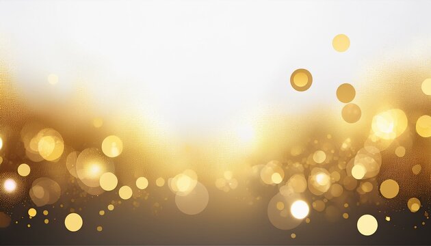 gold colored bokeh lights bright blur light effect abstract blurred overlay template white background festive graphic template  illustration