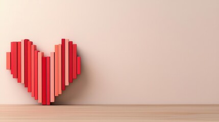 A Valentinethemed spending chart in the shape of a heart, showing regional breakdowns, romantic insight, financial detail, festive decor