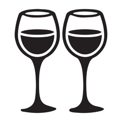 Two Wine Glasses Silhouette Illustration for Romance