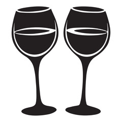 Two Wine Glasses Silhouette Illustration for Celebration