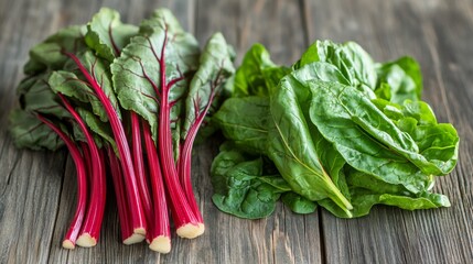 Vibrant Red and Green Chard: Fresh and Healthy Food