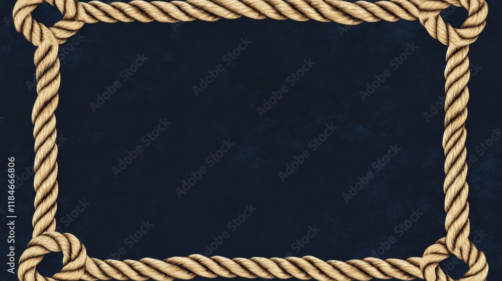 Poster rope frame creating a border on dark blue background