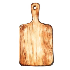 Wooden cutting board with a wooden handle