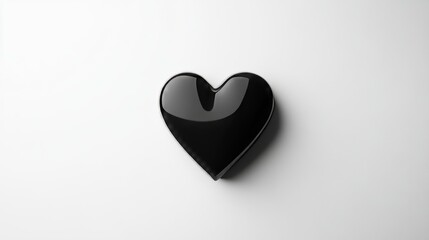 Fototapeta premium Glossy black heart lying on white background representing love and romance