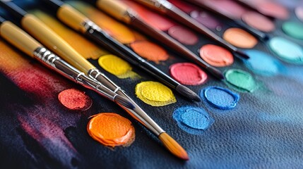 Obraz premium Close-up of abstract watercolor art with vibrant colors, expressive and creative 