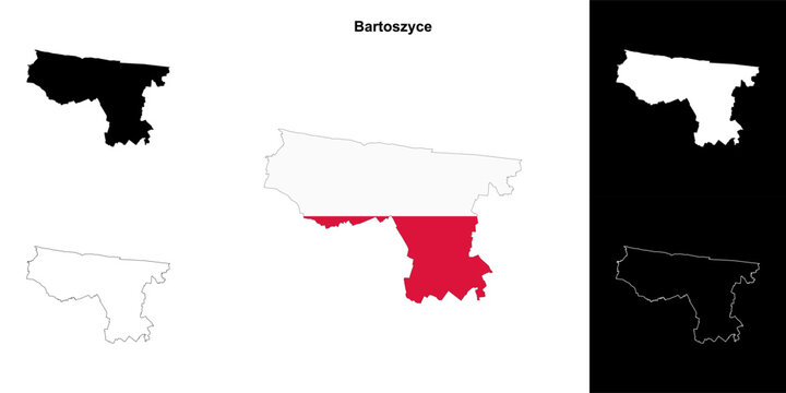 Bartoszyce county outline map set