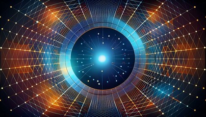 Obraz premium abstract circle digital background with geometric design and digital network