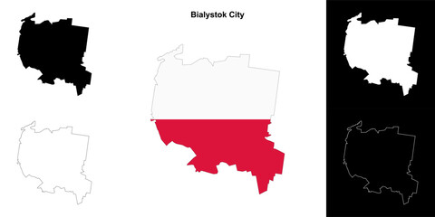 Bialystok City county outline map set