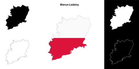 Bierun-Ledziny county outline map set