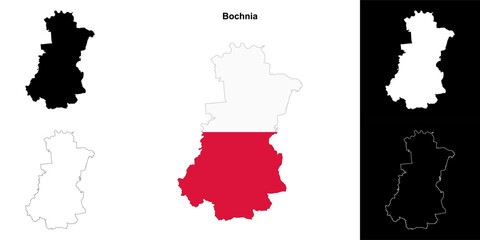 Bochnia county outline map set