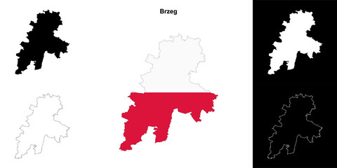 Brzeg county outline map set
