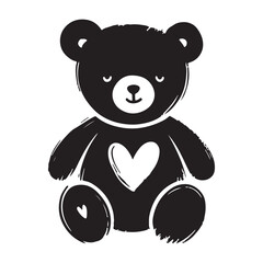 Charming Silhouette of a Sitting Teddy Bear with Heart