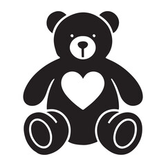 Teddy Bear with Heart Silhouette Illustration